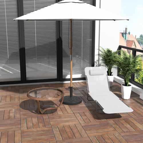 Outsunny Folding Chaise Lounge Chair, Pool Sun Tanning Chair, Outdoor Lounge Chair with Reclining Back, Breathable Mesh Seat, Headrest for Beach, Yard, Patio, Cream White