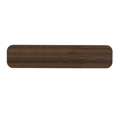 70 inch Modern TV Stand for TVs Up to 80 inch, Wood Grain Media Console with Storage, Curved Corners