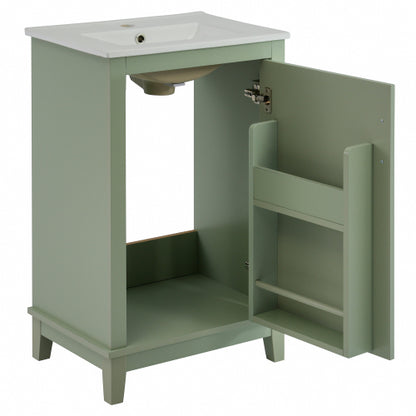 [Viedo] 20 Inch Modern Small Bathroom Vanity Cabinet With Ceramic Basin- 20*14.5*33.3 Inches,Ample Storage,1 Soft Close Door