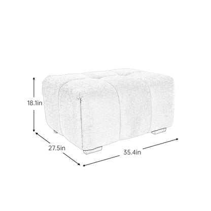Green Chenille Matching Ottoman for 33 Sofas Sectional, Tufted Modular Footrest Seat