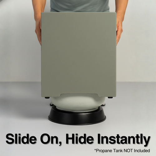 Propane Tank Cover 16 Inch, 20 LB Outdoor Tank Storage Hideaway Table for Gas Fire Pits, Concrete Tank Holder, Cement grey, light grey