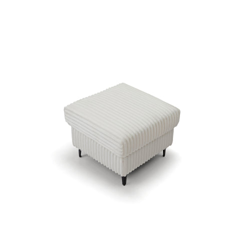 Contemporary Upholstered Ottoman, Compact Multiuse Padded Footrest & Accent Seat for Bedroom Living Room