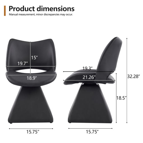 Set of 2 Swivel Dining Chairs, Black Faux Leather High Back Kitchen Chairs, Modern Accent