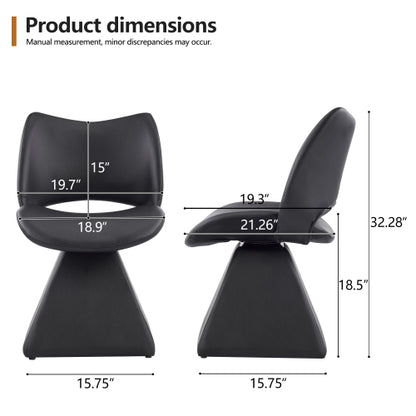 Set of 2 Swivel Dining Chairs, Black Faux Leather High Back Kitchen Chairs, Modern Accent