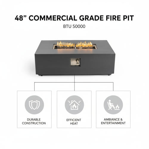Concrete Propane/Natural Gas Fire Pit Table
