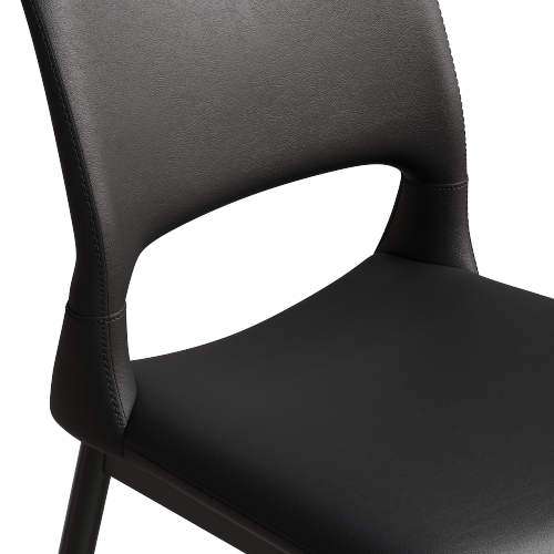 Set of 2 Modern Black PU Leather Dining Chairs, Stable Metal Frame Multi-Space Armless Side Chairs