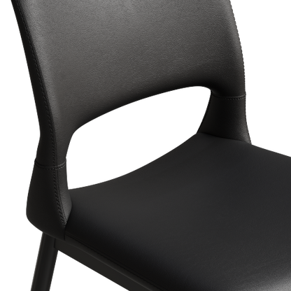 Set of 2 Modern Black PU Leather Dining Chairs, Stable Metal Frame Multi-Space Armless Side Chairs