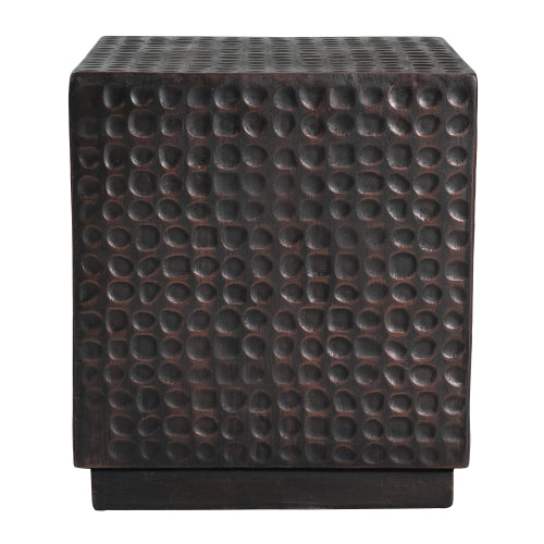 Outdoor Side Table, Patio End Table Cube, MGO Fluted Coffee Table for Outside, Garden, Backyard, Poolside Accent Table, Antique Copper