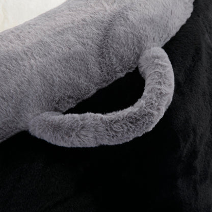 Black-White-Grey Multicolor Faux-Fur Oversized Bean Bag Chair