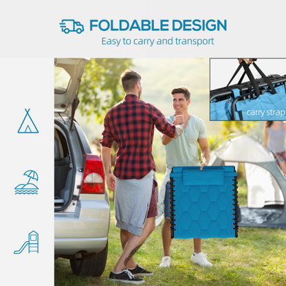 Outsunny Folding Chaise Lounge Set with 5-level Reclining Back, Outdoor Lounge Tanning Chair with Padded Seat, Side Pocket & Headrest for Beach, Yard, Patio, Sky Blue