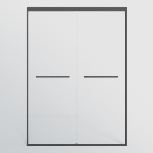 44-48 in. W x 72 in. H Double Sliding Shower Door, Semi-frameless Bypass Bathroom Sliding Door with 1/4" (6mm) Tempered Glass for Walk-in Shower, Matte Black 24D03-48MBX