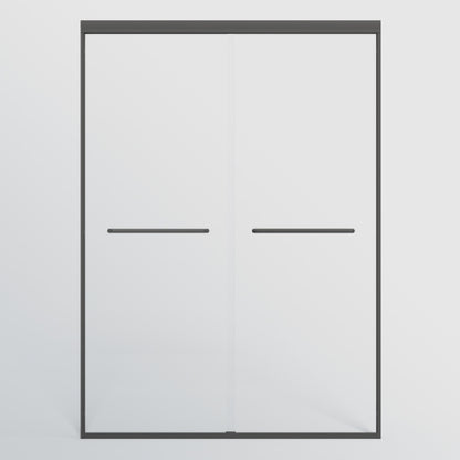 44-48 in. W x 72 in. H Double Sliding Shower Door, Semi-frameless Bypass Bathroom Sliding Door with 1/4" (6mm) Tempered Glass for Walk-in Shower, Matte Black 24D03-48MBX