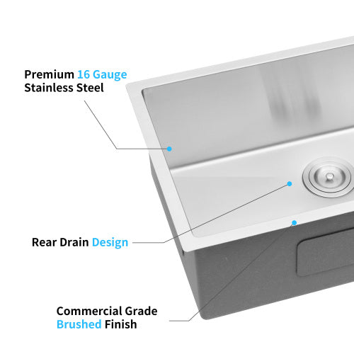 33x19x10"Undermount Single Bowl Stainless Steel Kitchen Sink