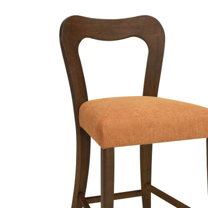 Rubberwood Counter Stools with Upholstered Seats, Set of 2, Caramel/Walnut