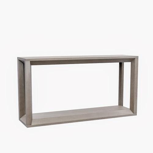60 inch Rectangular Solid Wood Veneer Console Table, Wide Sofa Table,  Behind Couch Table with Ample Storage for Entryway & Living Room, Distressed Grey