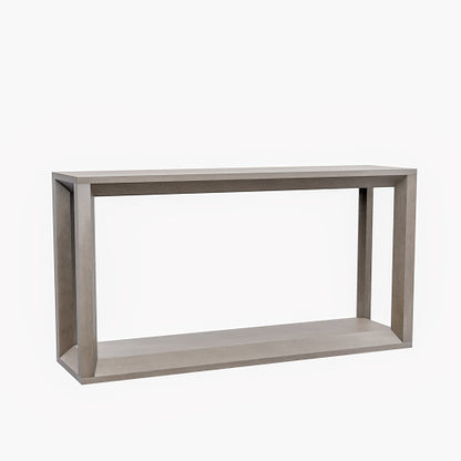 60 inch Rectangular Solid Wood Veneer Console Table, Wide Sofa Table,  Behind Couch Table with Ample Storage for Entryway & Living Room, Distressed Grey