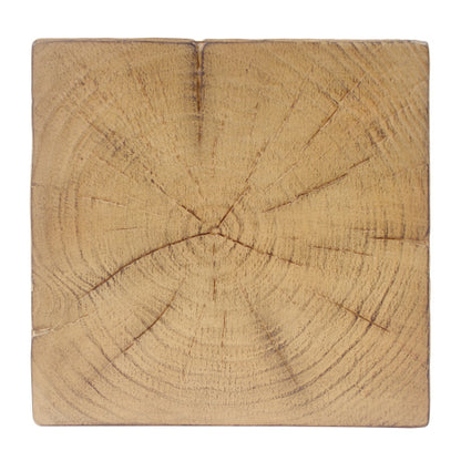 Wood-Look Square-Column MGO End Table, H33.75",Wood-Like Distressed Finish, Mix with Different Heights, Indoor Outdoor Use,Natural Color