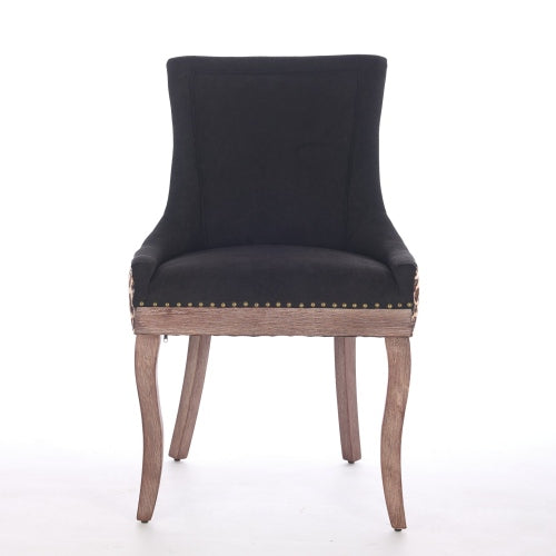Set of 2 Leopard Print Fabric Dining Chairs, Mid-Century Solid Wood Chairs with Nailhead & 300lb Limit