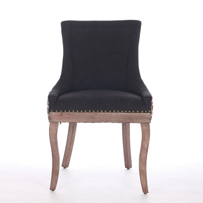 Set of 2 Leopard Print Fabric Dining Chairs, Mid-Century Solid Wood Chairs with Nailhead & 300lb Limit