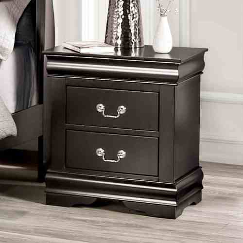 Black Transitional Nightstand with Dovetail Drawers