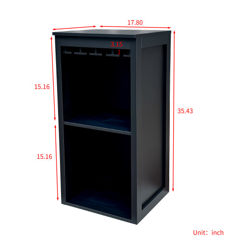 Black color modular wine bar Cabinet with Storage Shelves with Hutch for Dining Room