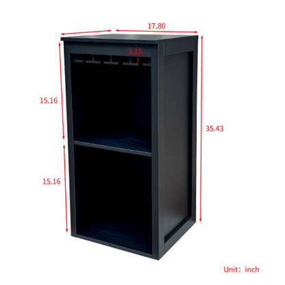 Black color modular wine bar Cabinet with Storage Shelves with Hutch for Dining Room