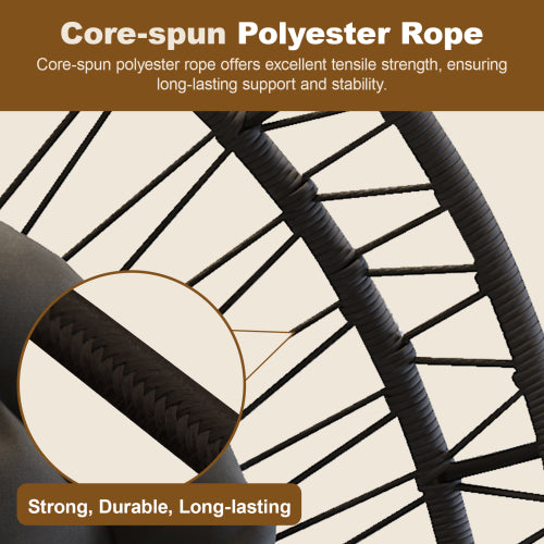 Outdoor Egg-shaped Hanging Chair with Stand, Patio Egg-shaped Swing Chair, Indoor Rocking Chair, Outdoor Hammock Egg-shaped Chair, Dark Gray