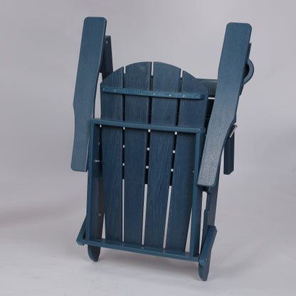 HDPE Folding Chair with Dual Cup Holder - Composite Chair with Wood Texture- ,Navy Blue