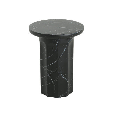 Outdoor Lightweight Concrete Black Marble Effect Side Table,Living Room Mgo End Table