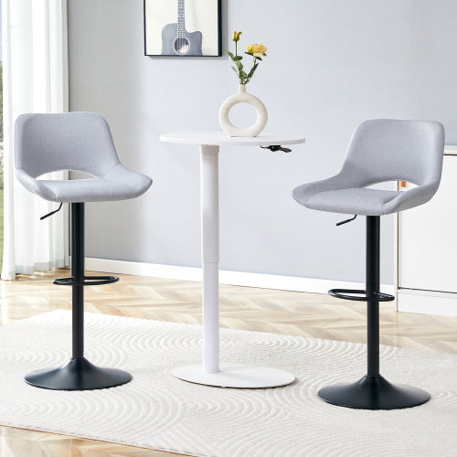 Modern Swivel Adjustable Bar Stools Set - 2 Pack, Light Gray Linen Fabric, Holds Up to 250 lbs, Suitable for Home Bars and Kitchen Islands.