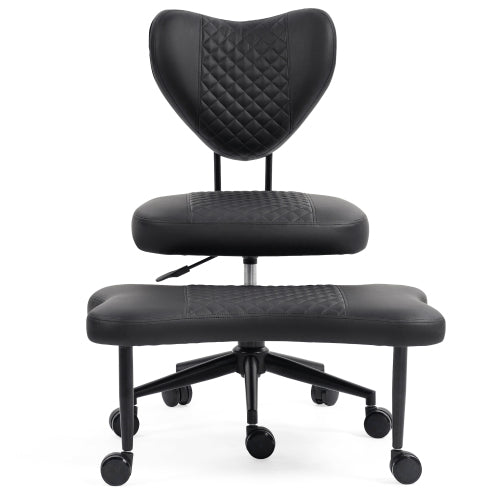 Upgraded Ergonomic Cross Legged Swivel Chair, Adjustable Height and PU Leather, Meditation& ADHA Chair with Back Support, Home and Office,Yoga Chair, Black