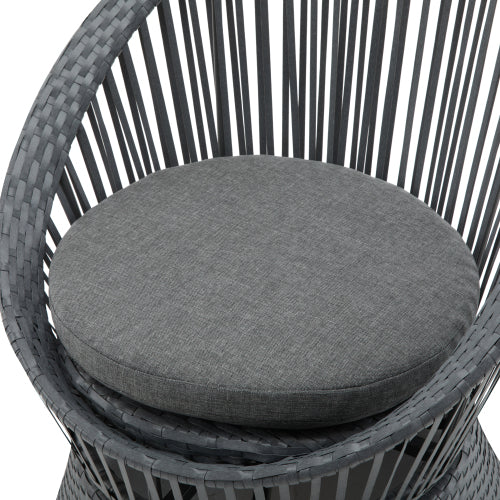 26.7" Modern Gray Swivel Wicker Lounge Chair with Rattan and Iron Frame, Featuring a Stylish Round Design, Perfect for Living Room, Patio, or Balcony Relaxation