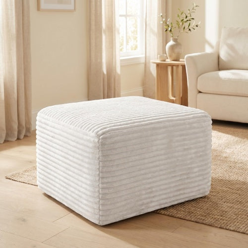 37.5 inch Corduroy Square Upholstered Ottoman, Vacuum Compressed Soft Padded Pet-Friendly Foot Stool for Living Room Bedroom