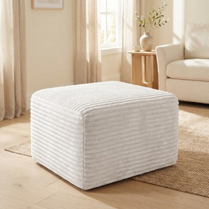 37.5 inch Corduroy Square Upholstered Ottoman, Vacuum Compressed Soft Padded Pet-Friendly Foot Stool for Living Room Bedroom