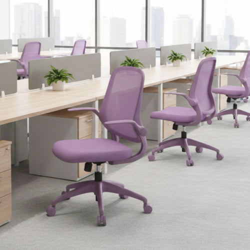 Ergonomic Color Office Chair 300lb (About 149.7kg), Home Office, Mesh Back, Integrated Molded Foam, Comfortable Sitting, Flipping Armrest, Fireproof, Rotating, Lifting Multifunctional Chair (Purple)