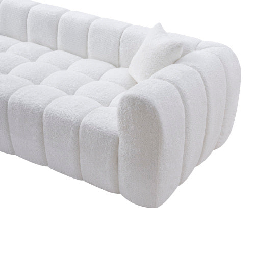 102.7 Inch Marshmallow Cloud Compressed 4-Seater Boucle Sofa with 2 Cushions for Living Room Apartment