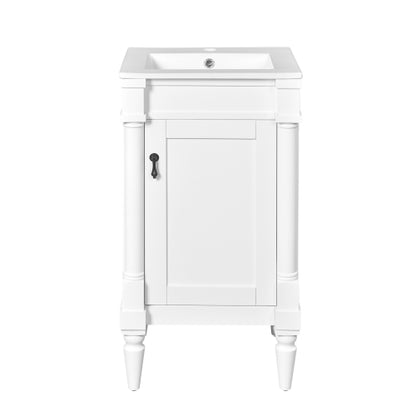 18-Inch Modern Bathroom Vanity with Sink, Modern Bathroom Storage Cabinet with Door, Freestanding Small Space Bathroom Cabinet, Single Sink Cabinet with Adjustable Shelf, White