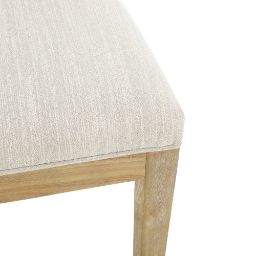 Fabric Upholstered Farmhouse Dining Side Chairs Set of 2, Rubberwood Frame