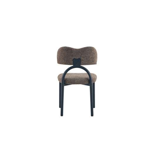 Breathable Fabric Dining Chairs with Black Metal Frames, Set of 2, Brown