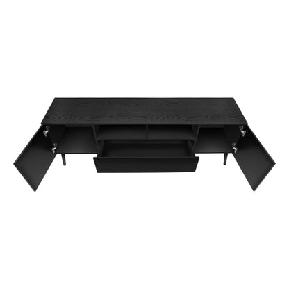 Black 72 inch Mid Century TV Stand with Drawer and Cabinets