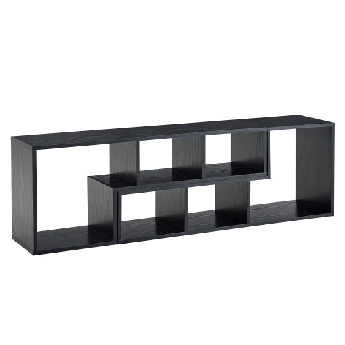 Expandable Modular Black Wood Grain MDF TV Stand Free Combination Open Storage Entertainment Center