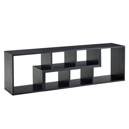 Expandable Modular Black Wood Grain MDF TV Stand Free Combination Open Storage Entertainment Center