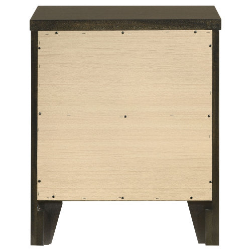 Dark Cocoa 2-Drawer Wood Nightstand with Nickel Hardware