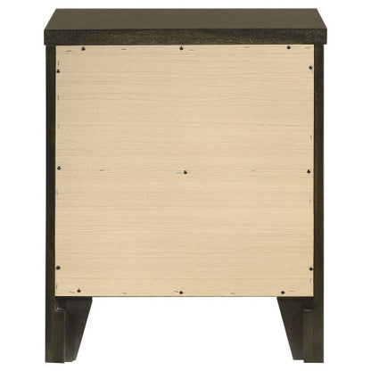 Dark Cocoa 2-Drawer Wood Nightstand with Nickel Hardware