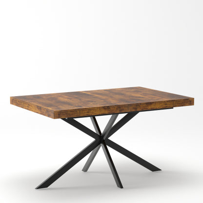 55-70 Inch Extendable Dining Table with Storage Box, Retro Brown