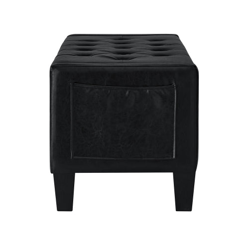 Ottoman with Storage, Storage Ottoman Bench with Safety Hinge 350 lbs Weight, Upholstered Entryway Bench with Seating for Bedroom, Living Room - Black