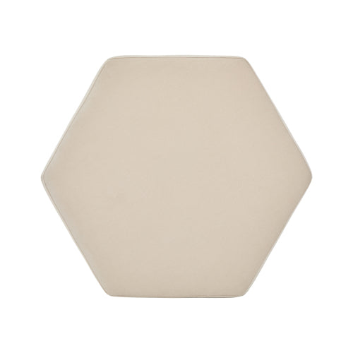 Modern Hexagon Chenille Ottoman, Beige Upholstered Footrest with Solid Wood Base, Fully Assembled Accent Stool