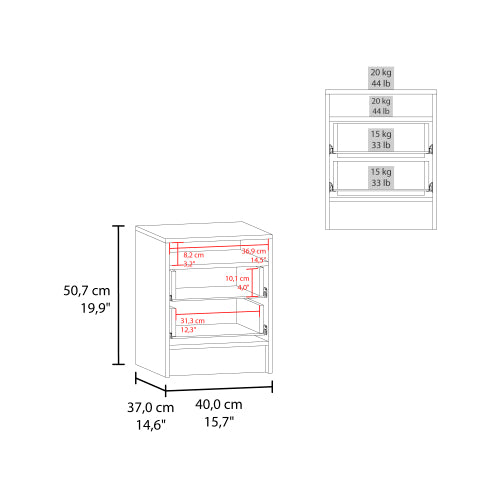 Modern Nightstand with Open Shelf and 2 Drawers, Minimalist Bedside Storage Table