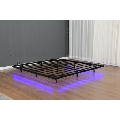 Queen Size Floating Bed Frames with LED Lights, Metal Platform Bed , Solid and Stable, Noise Free, No Box Spring Needed, Easy Assembly