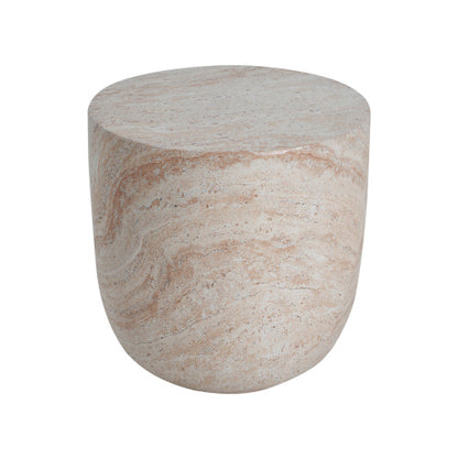 Outdoor/Indoor Lightweight Concrete Side Table,Travertine Finish